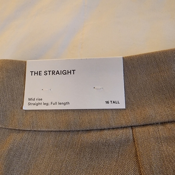 NWT ANN TAYLOR THE FACTORY "THE STRAIGHT" Mid-Rise  16 TALL, TAN SLACKS PANTS - Picture 5 of 10